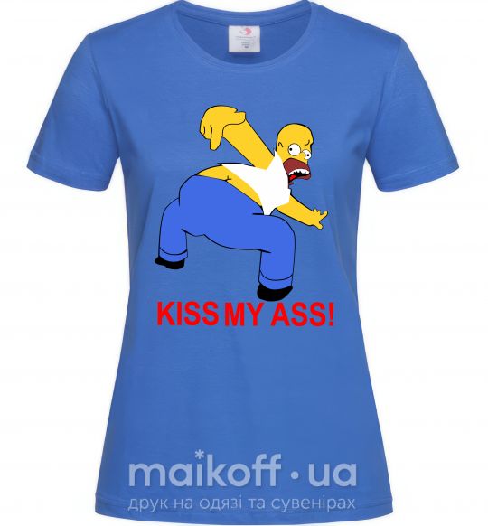 Жіноча футболка KISS MY ASS Homer simpson Яскраво-синій фото