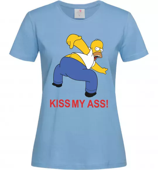 Женская футболка KISS MY ASS Homer simpson Голубой фото