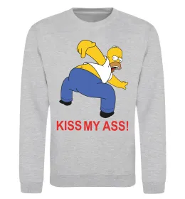 Свитшот KISS MY ASS Homer simpson Серый меланж фото