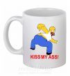Чашка керамічна KISS MY ASS Homer simpson Білий фото