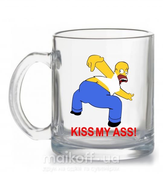 Чашка скляна KISS MY ASS Homer simpson Прозорий фото