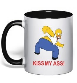 Чашка с цветной ручкой KISS MY ASS Homer simpson