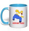Чашка з кольоровою ручкою KISS MY ASS Homer simpson Блакитний фото