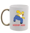 Чашка з кольоровою ручкою KISS MY ASS Homer simpson Золото фото