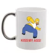 Чашка з кольоровою ручкою KISS MY ASS Homer simpson Срібло фото