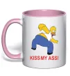 Чашка з кольоровою ручкою KISS MY ASS Homer simpson Ніжно рожевий фото
