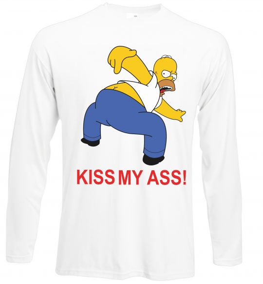 Лонгслів KISS MY ASS Homer simpson Білий фото