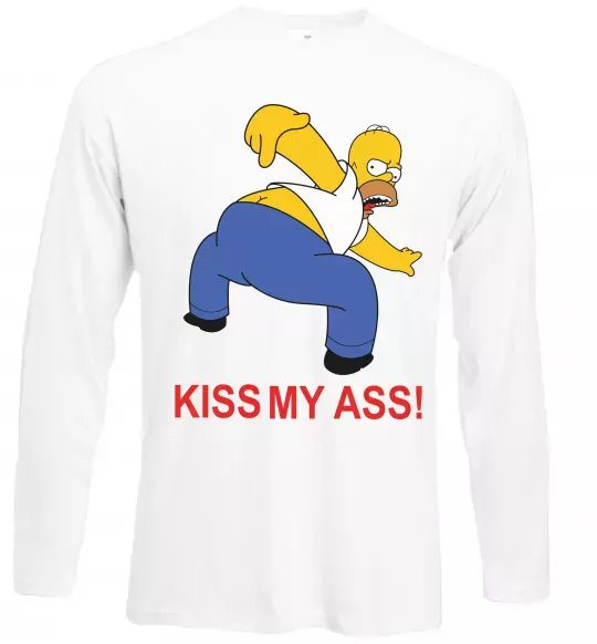 Лонгслив KISS MY ASS Homer simpson Белый фото