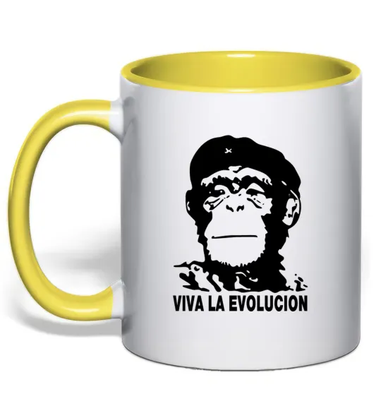 Чашка с цветной ручкой VIVA LA EVOLUCION Лимонный фото