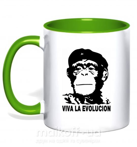 Чашка з кольоровою ручкою VIVA LA EVOLUCION Зелений фото