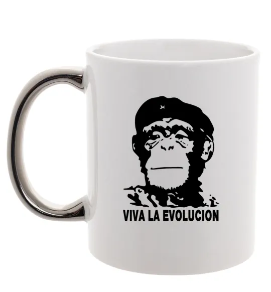 Чашка с цветной ручкой VIVA LA EVOLUCION Серебро фото