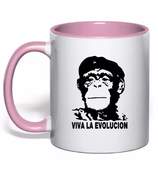 Чашка с цветной ручкой VIVA LA EVOLUCION Нежно розовый фото
