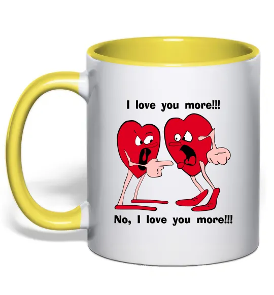 Чашка з кольоровою ручкою I LOVE YOU MORE!... Сонячно жовтий фото