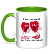 Чашка з кольоровою ручкою I LOVE YOU MORE!... Зелений фото
