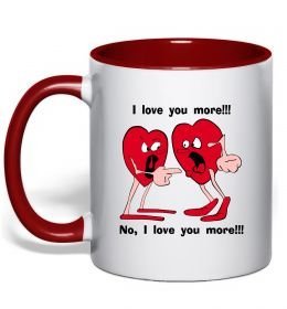 Чашка з кольоровою ручкою I LOVE YOU MORE!...