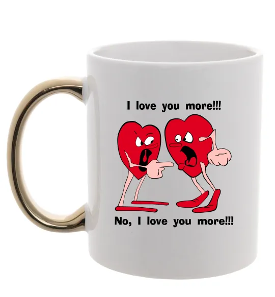 Чашка з кольоровою ручкою I LOVE YOU MORE!... Золото фото