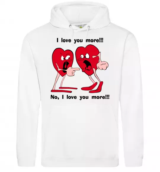 Мужская толстовка (худи) I LOVE YOU MORE!... Белый фото
