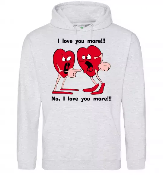 Жіноча толстовка (худі) I LOVE YOU MORE!... Сірий меланж фото