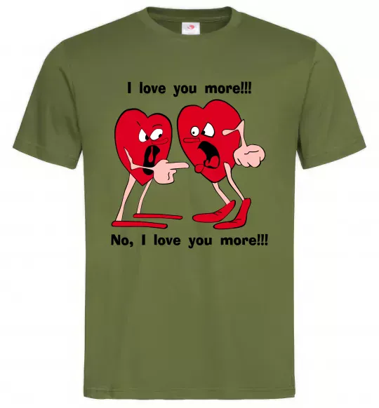 Мужская футболка I LOVE YOU MORE!... Оливковый фото