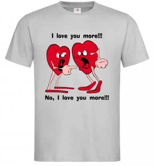 Мужская футболка I LOVE YOU MORE!... Серый фото