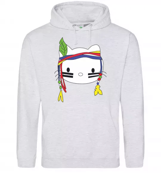 Женская толстовка (худи) HELLO KITTY INDIAN Серый меланж фото