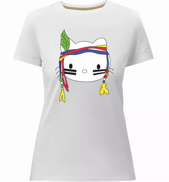 Женская премиум футболка HELLO KITTY INDIAN Белый фото