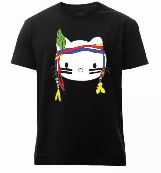 Мужская премиум футболка HELLO KITTY INDIAN Черный фото
