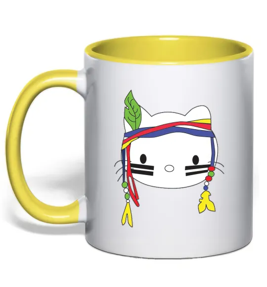 Чашка с цветной ручкой HELLO KITTY INDIAN Лимонный фото