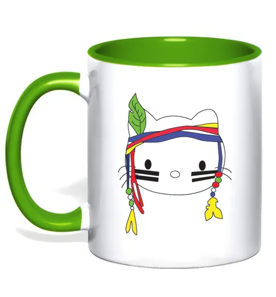 Чашка с цветной ручкой HELLO KITTY INDIAN Лаймовый фото