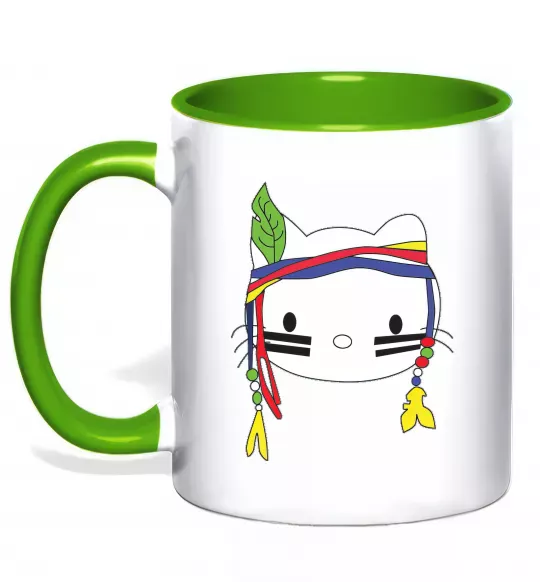 Чашка с цветной ручкой HELLO KITTY INDIAN Зеленый фото