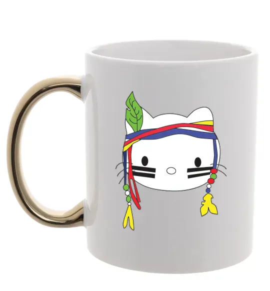 Чашка с цветной ручкой HELLO KITTY INDIAN Золото фото
