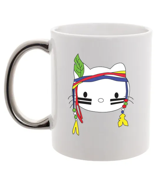 Чашка с цветной ручкой HELLO KITTY INDIAN Серебро фото