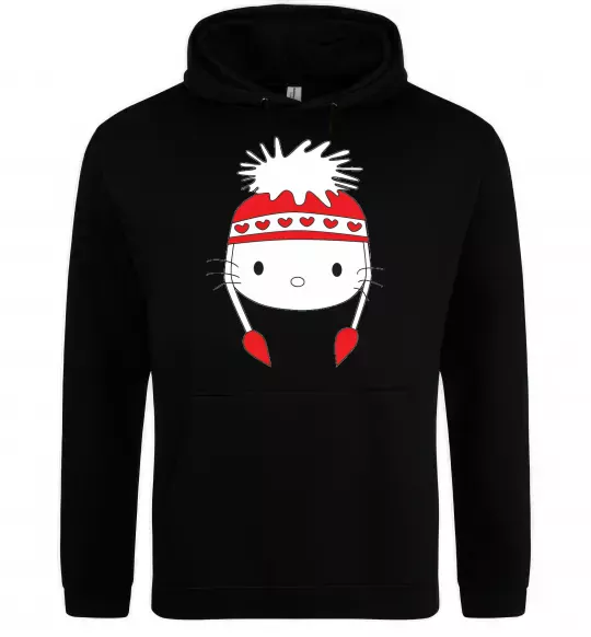 Мужская толстовка (худи) Hello kitty in caps Черный фото