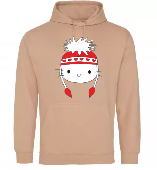 Мужская толстовка (худи) Hello kitty in caps Песочный фото