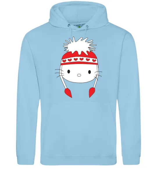 Чоловіча толстовка (худі) Hello kitty in caps Блакитний фото