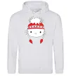 Женская толстовка (худи) Hello kitty in caps Серый меланж фото