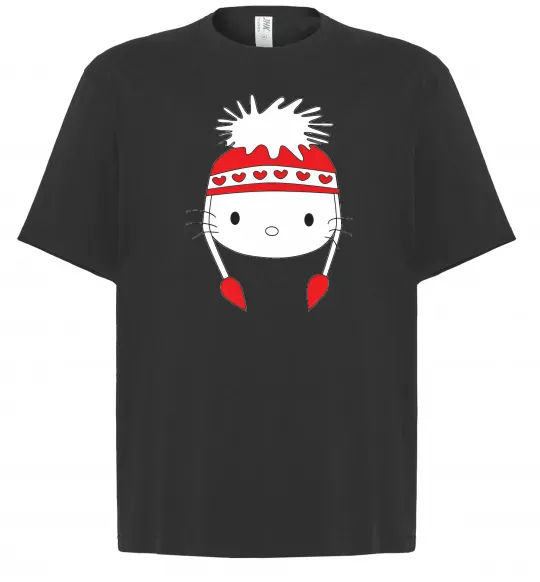 Футболка Оверсайз Hello kitty in caps Черный фото
