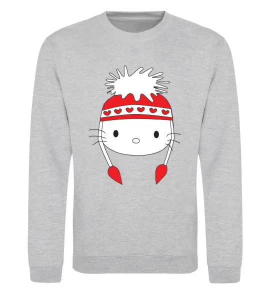 Світшот Hello kitty in caps Сірий меланж фото