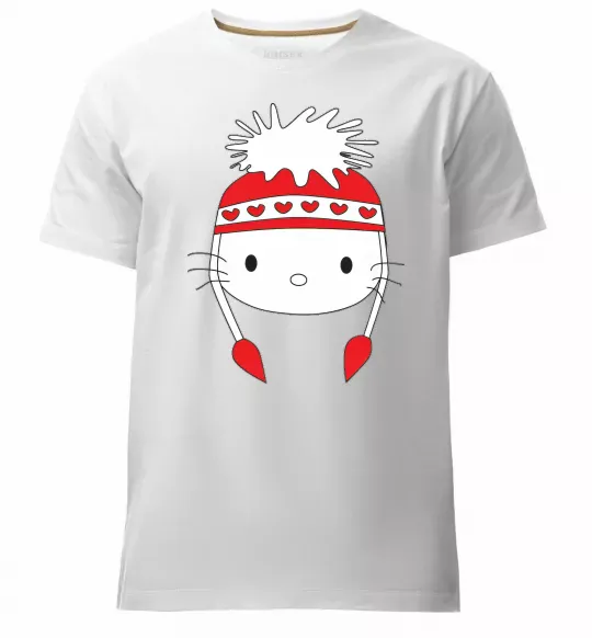 Мужская премиум футболка Hello kitty in caps Белый фото