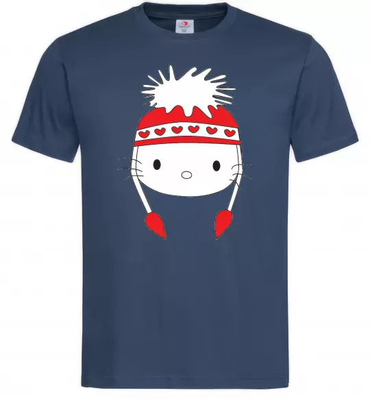 Чоловіча футболка Hello kitty in caps Темно-синій фото