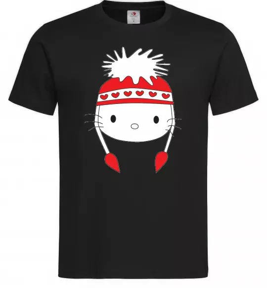 Чоловіча футболка Hello kitty in caps Чорний фото