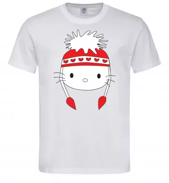 Чоловіча футболка Hello kitty in caps Білий фото