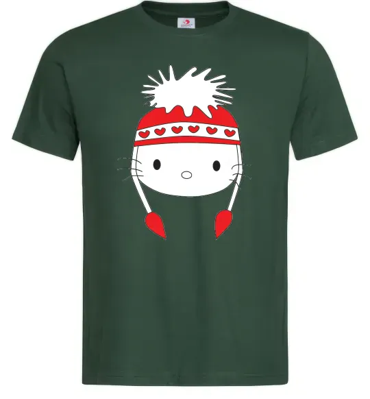 Чоловіча футболка Hello kitty in caps Темно-зелений фото