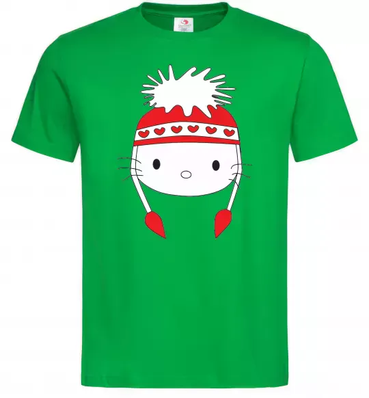 Чоловіча футболка Hello kitty in caps Зелений фото