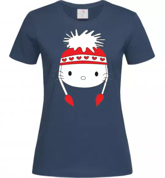 Женская футболка Hello kitty in caps Темно-синий фото