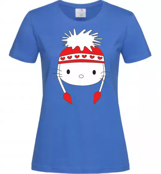 Женская футболка Hello kitty in caps Ярко-синий фото