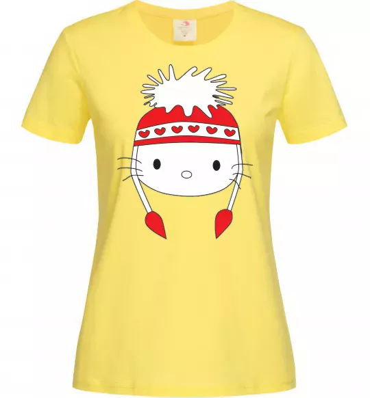 Женская футболка Hello kitty in caps Лимонный фото