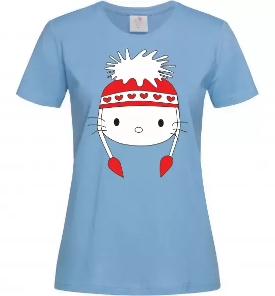 Женская футболка Hello kitty in caps Голубой фото