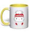 Чашка с цветной ручкой Hello kitty in caps Солнечно желтый фото