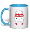 Чашка с цветной ручкой Hello kitty in caps Голубой фото